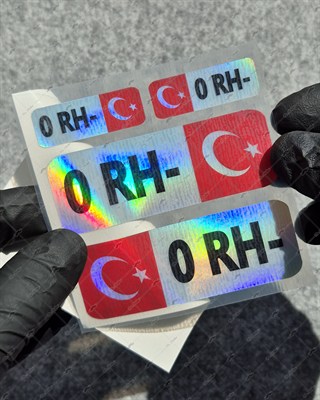 HLGBT01 Hologram 0 Rh Negatif (-) Kan Grubu Etiket Seti
