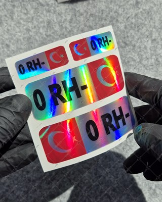 HLGBT01 Hologram 0 Rh Negatif (-) Kan Grubu Etiket Seti