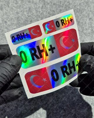 HLGBT02 Hologram 0 Rh Pozitif (+) Kan Grubu Etiket Seti