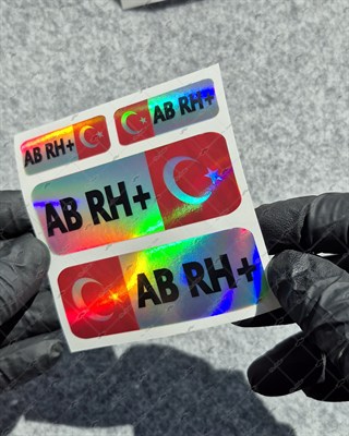 HLGBT07 Hologram AB Rh Pozitif (+) Kan Grubu Etiket Seti