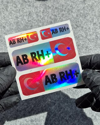 HLGBT07 Hologram AB Rh Pozitif (+) Kan Grubu Etiket Seti