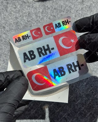 HLGBT08 Hologram AB Rh Negatif (-) Kan Grubu Etiket Seti