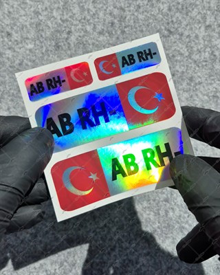 HLGBT08 Hologram AB Rh Negatif (-) Kan Grubu Etiket Seti