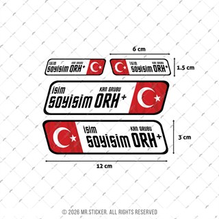 HLGBT09 Hologram İsme Özel Kan Grubu Etiket Seti