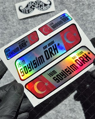 HLGBT09 Hologram İsme Özel Kan Grubu Etiket Seti