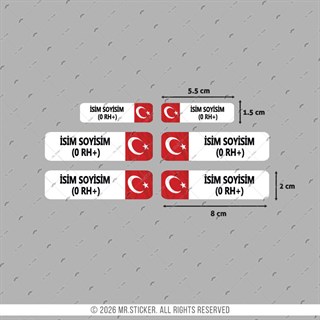 HLGBT10 Hologram İsme Özel Kan Grubu Etiket Seti