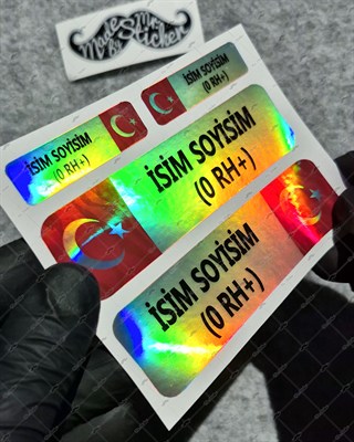HLGBT10 Hologram İsme Özel Kan Grubu Etiket Seti