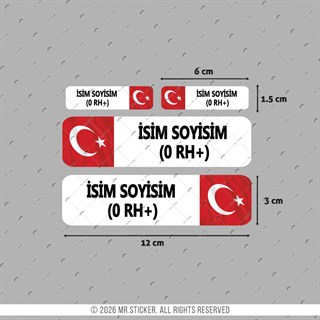 HLGBT10 Hologram İsme Özel Kan Grubu Etiket Seti