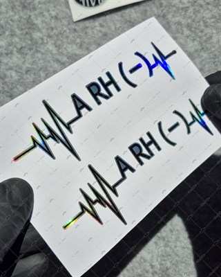 HLGBT44 Hologram Kalp Ritmi Desenli A Rh Negatif (-) Kan Grubu Etiketi 2 li Set