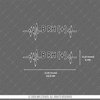 HLGBT45 Hologram Kalp Ritmi Desenli B Rh Pozitif (+) Kan Grubu Etiketi 2 li Set