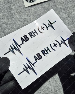 HLGBT47 Hologram Kalp Ritmi Desenli AB Rh Pozitif (+) Kan Grubu Etiketi 2 li Set