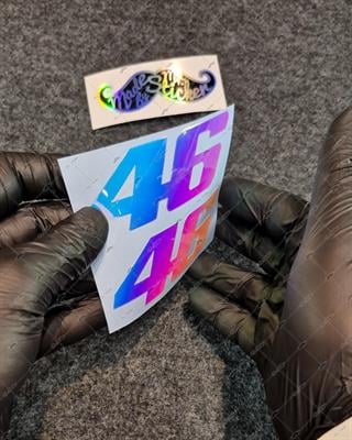 LMT10 Mavi Mor Renk Geçişli Özel Seri 46 Numara Sticker 2li Set