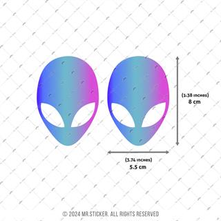 LMT12 Mavi Mor Renk Geçişli Özel Seri Uzaylı Stickerı 2li Set