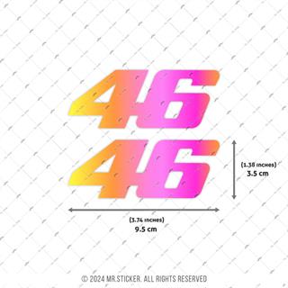 LMT15 Turuncu Pembe Renk Geçişli Özel Seri 46 Numara Sticker 2li Set