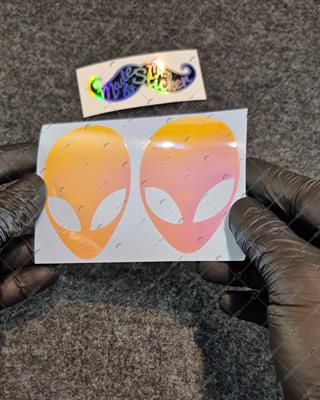 LMT13 Turuncu Pembe Renk Geçişli Özel Seri Uzaylı Stickerı 2li Set