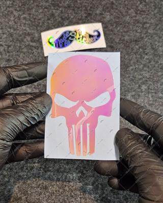 LMT14 Turuncu Pembe Renk Geçişli Özel Seri Kurukafa Stickerı