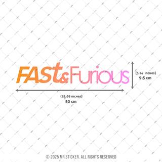 LMT39 Turuncu Pembe Renk Geçişli Fast and Furious Yazılı Etiket
