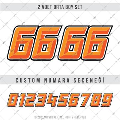 PRS8 Turuncu Renkli Yaris Numarasi Seti