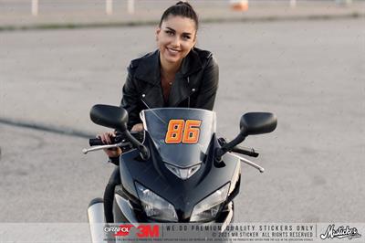 PRS9 Reflektif Turuncu Renkli Yaris Numarasi Seti