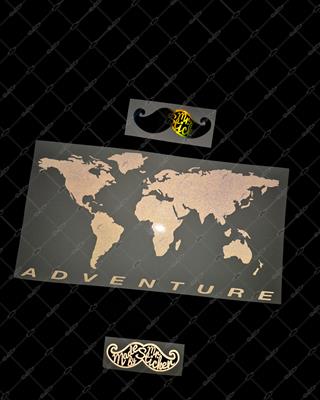 RFBK12 Siyah Reflektif Basitlestirilmis Dunya Haritasi