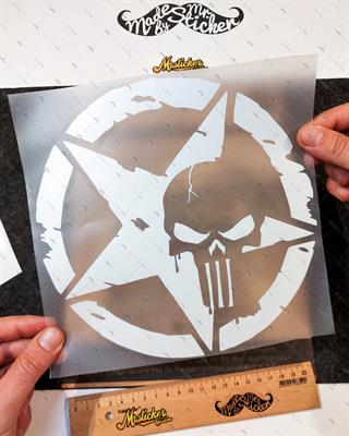 RFHLM173 Reflektif Kurukafa Desenli Yildiz Etiketi