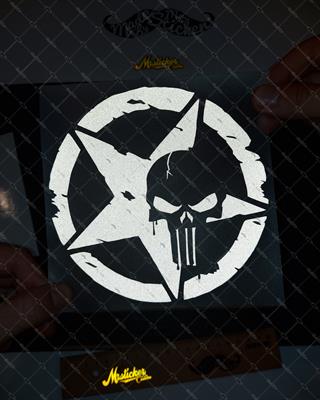 RFHLM173 Reflektif Kurukafa Desenli Yildiz Etiketi