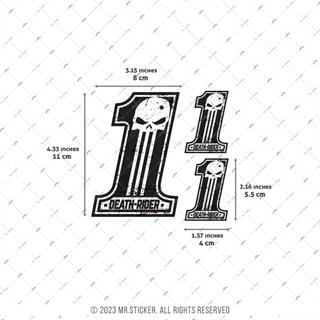 RFHLM271 Reflektif 1 Numara Death Rider Etiketi 3lü Set