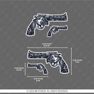 RFHLM278 Reflektif Gengsta Motifli Pistol Etiketi Simetrik Dörtlü Set