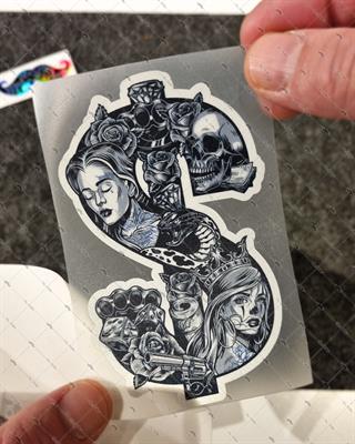 RFHLM279 Reflektif Gengsta Motifli Dolar Etiketi 