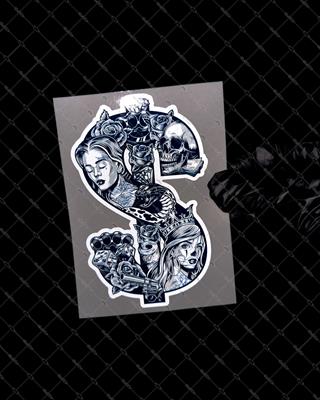 RFHLM279 Reflektif Gengsta Motifli Dolar Etiketi 