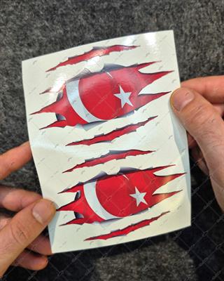 RFHLM66 İkili Set Reflektif Ici Gozuken Yirtik Metal Desenli Ay Yildiz Etiketi