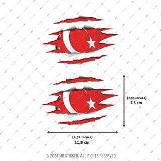 RFHLM66 İkili Set Reflektif Ici Gozuken Yirtik Metal Desenli Ay Yildiz Etiketi