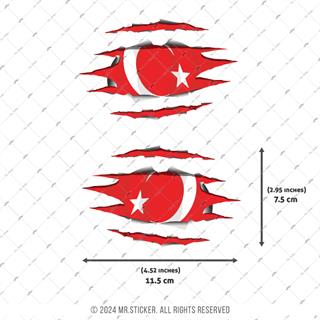 RFHLM66 Simetrik İkili Set Reflektif Ici Gozuken Yirtik Metal Desenli Ay Yildiz Etiketi