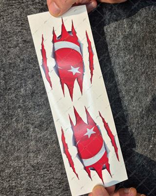 RFHLM66 Simetrik İkili Set Reflektif Ici Gozuken Yirtik Metal Desenli Ay Yildiz Etiketi