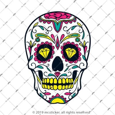 SKL55 Elmas Gozlu Sugar Skull Etiketi