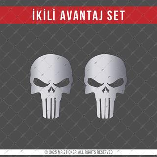 SKL60 Mat Gümüş Gri Kurukafa Stickerı | Fırsat Ürünü