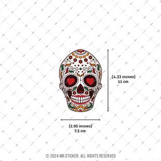 SKL7 Kalp Gozlu Sugar Skull Kurukafa Etiketi