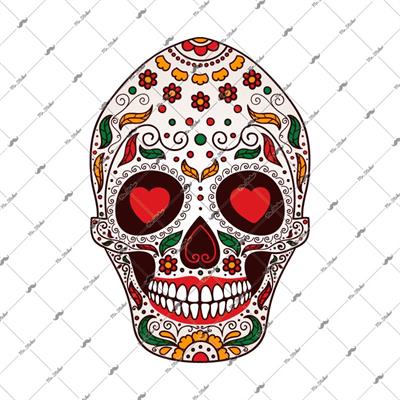 SKL7 Kalp Gozlu Sugar Skull Kurukafa Etiketi