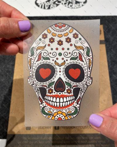 SKL7 Kalp Gozlu Sugar Skull Kurukafa Etiketi