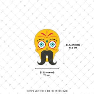 SKL9 Biyikli Sugar Skull Kurukafa Etiketi