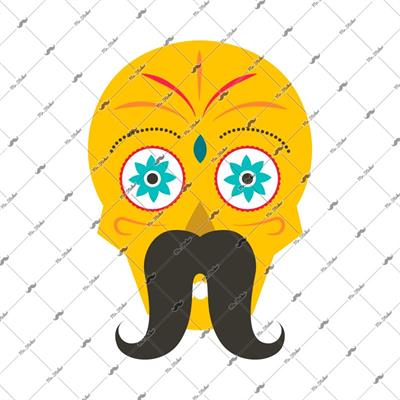 SKL9 Biyikli Sugar Skull Kurukafa Etiketi