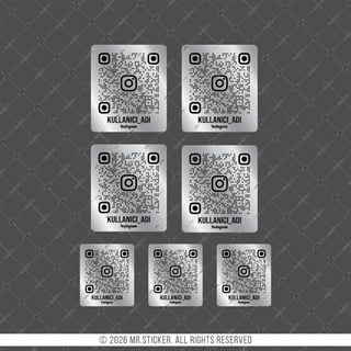 SMINS34 Platin Görünümlü QR Instagram Seti 7 Parça 