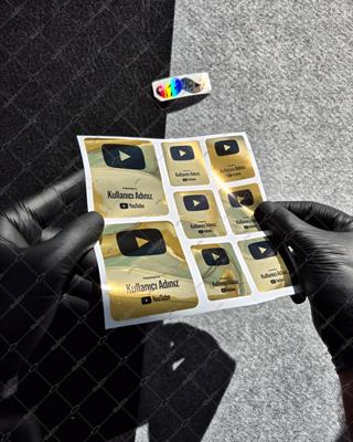 SMYTB27 Altın Görünümlü YouTube Kullanıcı Adı Etiketi 8 Parça Set