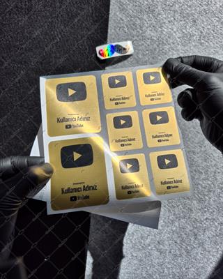SMYTB27 Altın Görünümlü YouTube Kullanıcı Adı Etiketi 8 Parça Set