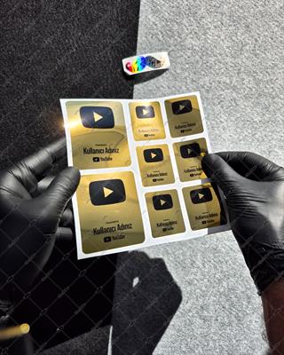SMYTB27 Altın Görünümlü YouTube Kullanıcı Adı Etiketi 8 Parça Set