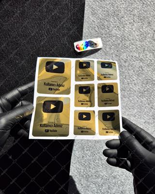 SMYTB27 Altın Görünümlü YouTube Kullanıcı Adı Etiketi 8 Parça Set