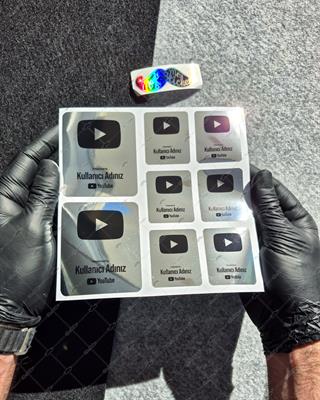 SMYTB29 Platin Görünümlü YouTube Kullanıcı Adı Etiketi 8 Parça Set