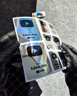 SMYTB29 Platin Görünümlü YouTube Kullanıcı Adı Etiketi 8 Parça Set
