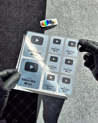 SMYTB29 Platin Görünümlü YouTube Kullanıcı Adı Etiketi 8 Parça Set