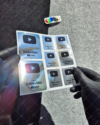 SMYTB29 Platin Görünümlü YouTube Kullanıcı Adı Etiketi 8 Parça Set